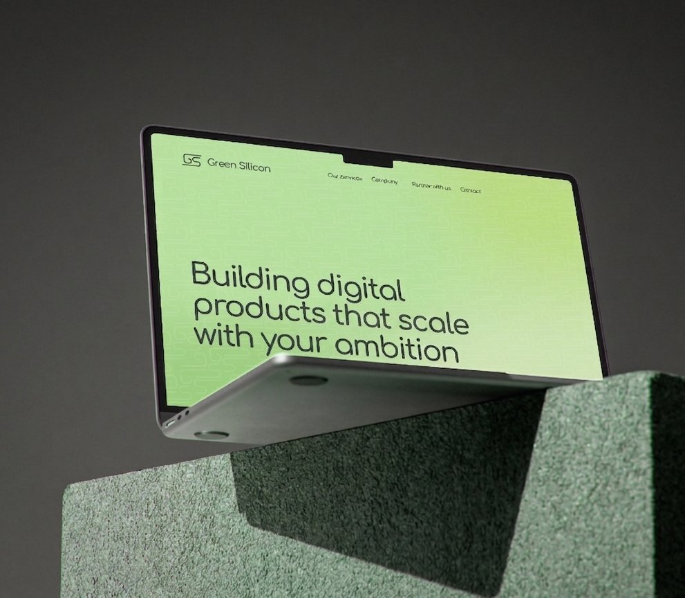 The Green Silicon website on a laptop