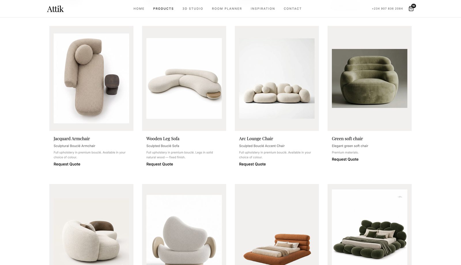 The Attik product catalogue