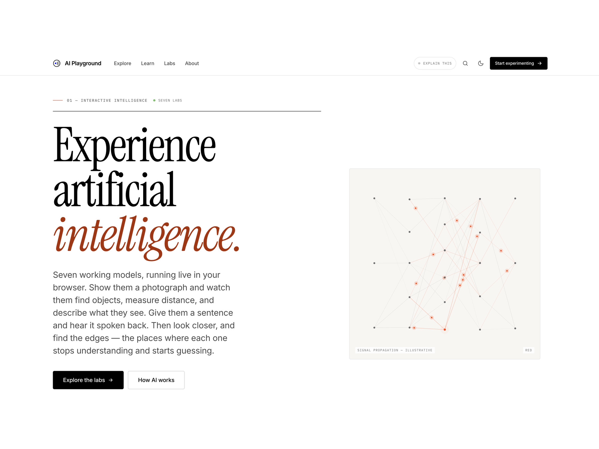 The AI Playground opening screen