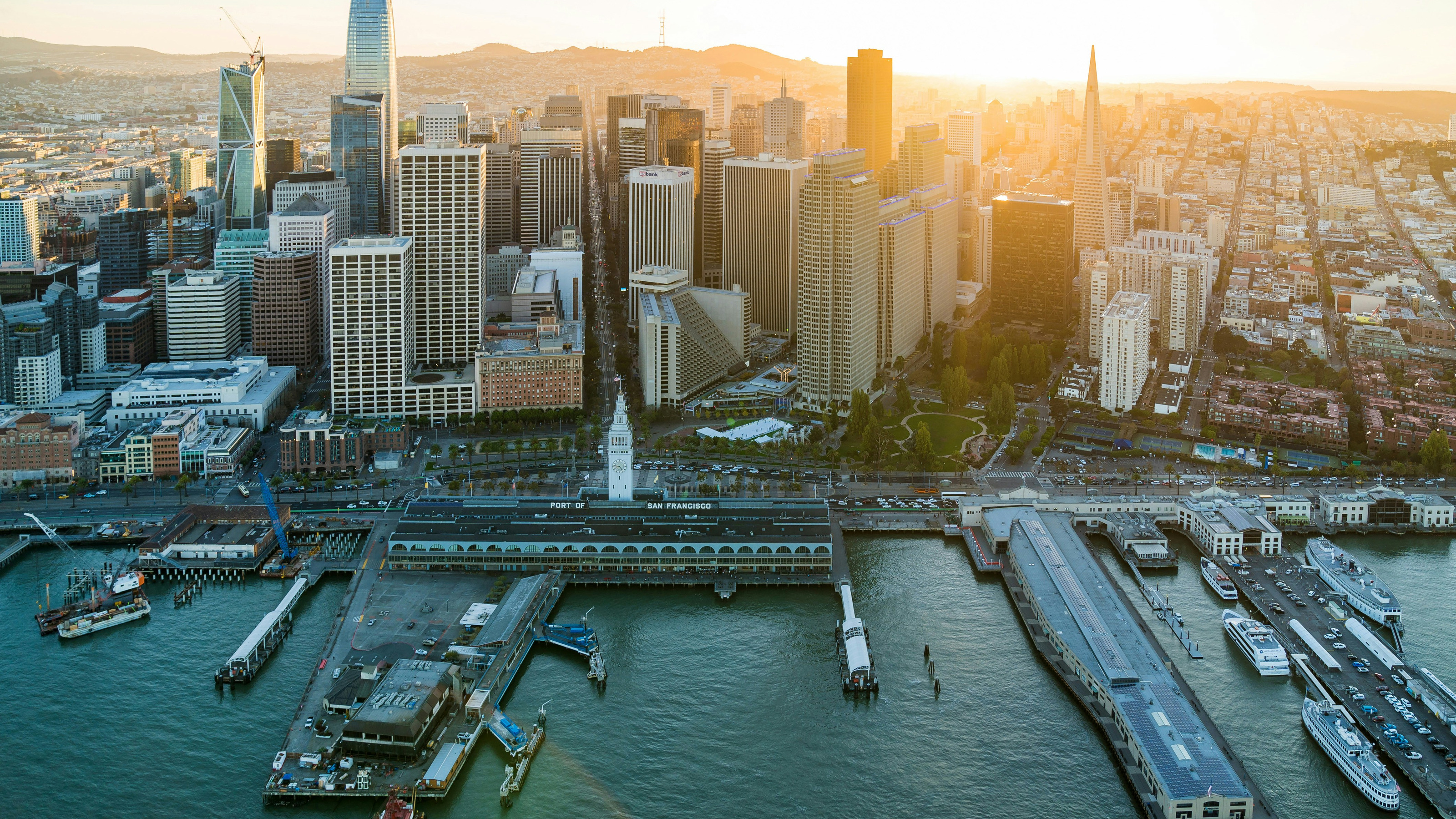 San Francisco seen from the bay at sunset